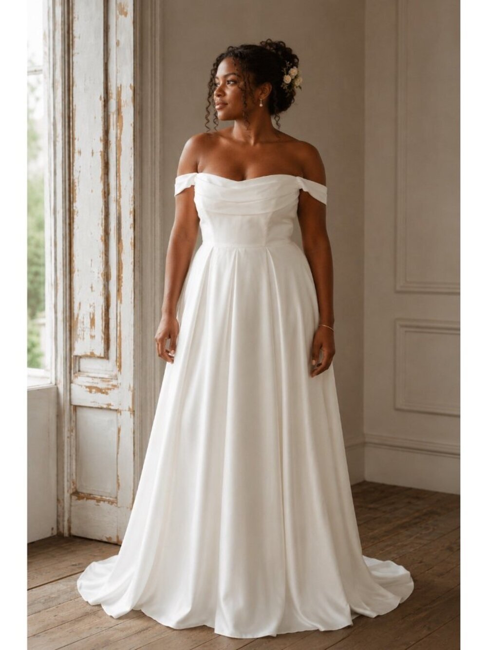 Lulus Extraordinary Vow Wedding Dress Sz XL White Taffeta Off The Shoulder Maxi